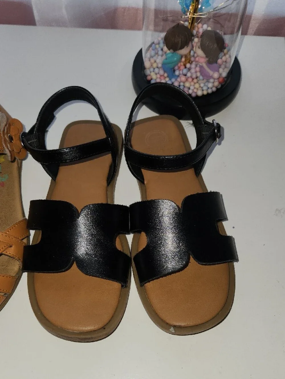 Rachel Shoes Girls' Tan and Black Summer Sandal Duo